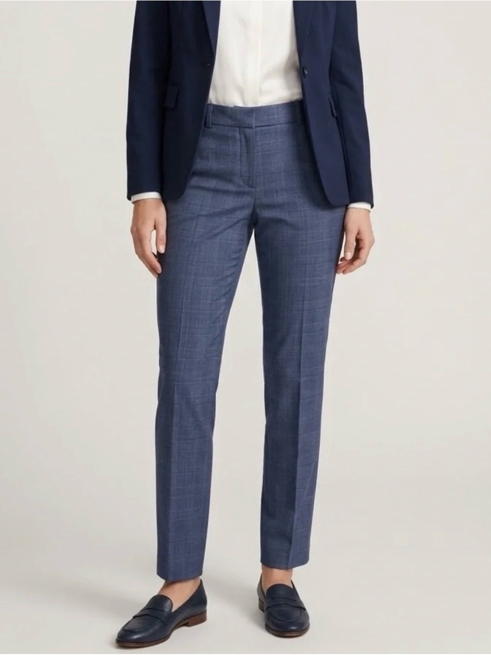 Banana Republic Navy and Blue Plaid Ankle Dress Pants